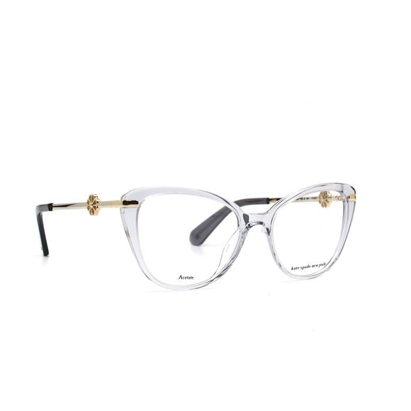 NEW KATE SPADE FLAVIA GREY CRYSTAL GOLD AUTHENTIC EYEGLASSES FRAME - Picture 2 of 9